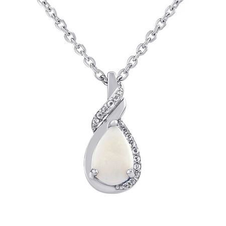 Stříbrný náhrdelník Derica s pravým bílým opálem a čirým topazem