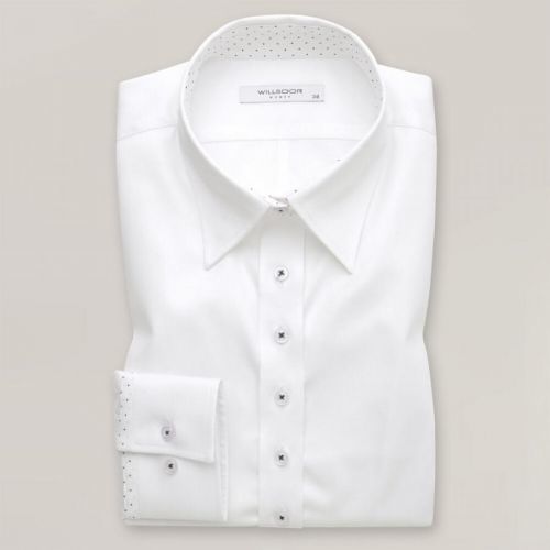 Dámská klasická košile bílé barvy s hladkým vzorem a kontrastními prvky 14819