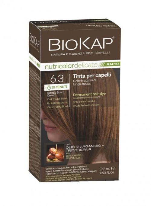 BIOKAP Nutricolor Delicato Rapid 6.30 Tmavá blond zlatá barva na vlasy 135 ml