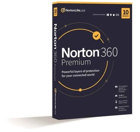 NORTON 360 PREMIUM 75GB +VPN 1 uživatel pro 10 zařízení na 3 rok ESD, 21435581