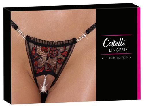 Cottelli - luxury pink pearl thong (red-black)