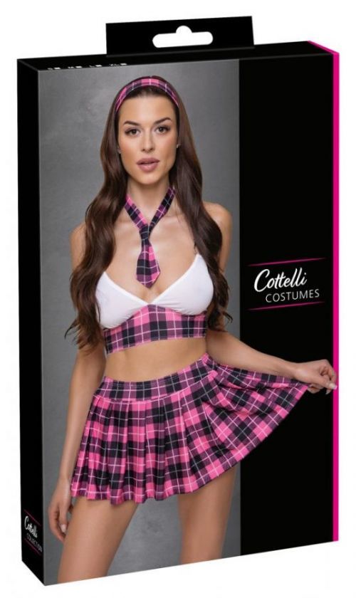 Cottelli - checkered schoolgirl costume set (pink)