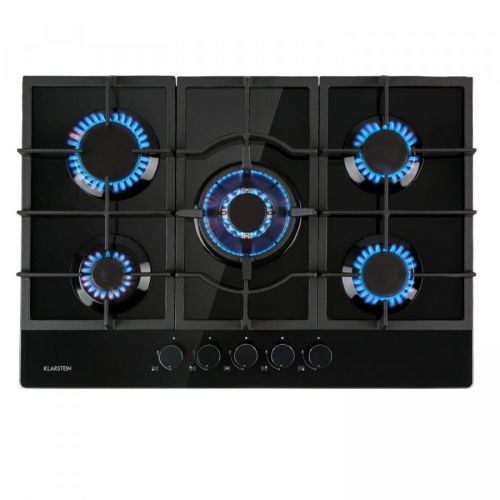 Klarstein Ignito 5, plynová varná deska, 5 hořáků, hořáky Sabaf, sklokeramika, černá