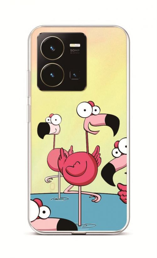 Kryt TopQ Vivo Y35 Cartoon Flamingos 86076