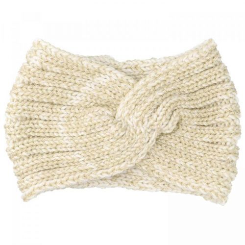 Pohodlná pletená čelenka Aida se zlatou přízí, bílá