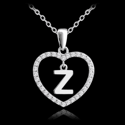 Stříbrný náhrdelník MINET písmeno Z v srdíčku se zirkony JMAS900ZSN45