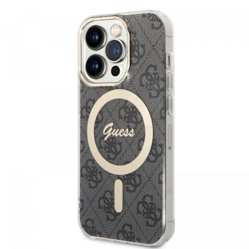Guess 4G MagSafe Kompatibilní Zadní Kryt + Bezdrátová Nabíječka pro iPhone 14 Pro Black