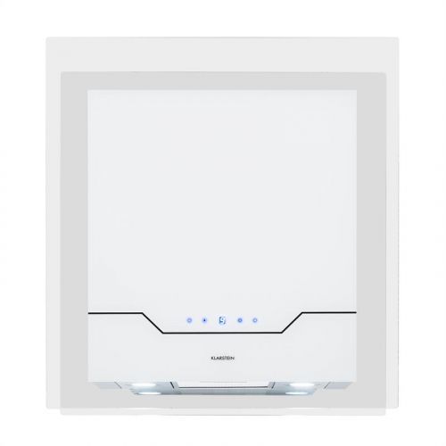 Klarstein Karree digestoř 60 cm 640 m³ / h LED ušlechtilá ocel, sklo, bílá barva