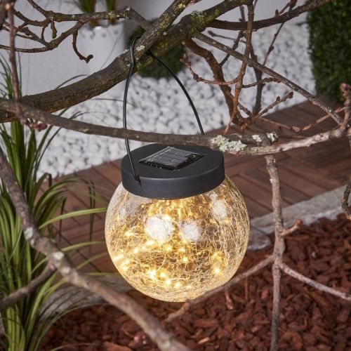 STAR TRADING Malé solární dekorační svítidlo Glory k zavěšení, hliník, sklo, plast, 0.9W