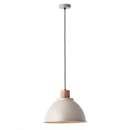 Brilliant Závěsné světlo Erena s dřevěným detailem taupe, Obývací pokoj / jídelna, kov, dřevo, E27, 60W