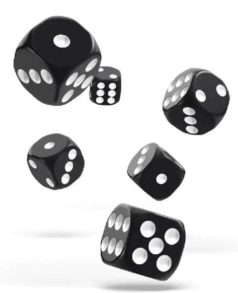 Chessex Opaque 16mm d6 with pips Dice Blocks (12 Dice) - Black w/white