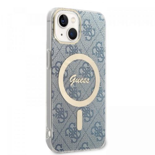 Kompatibilní zadní kryt Guess 4G MagSafe + bezdrátová nabíječka pro Apple iPhone 14, modrá