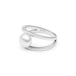 GAURA Stříbrný prsten s bílou perlou - velikost 60 - GA4014W-60