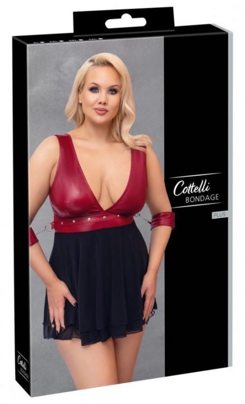 Cottelli Bondage Plus Size - low-cut babydoll (red-black)