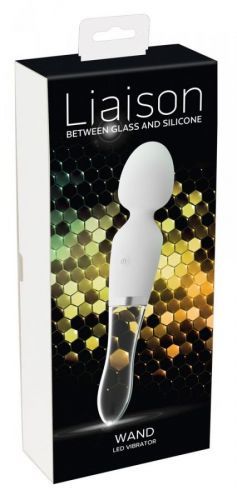 Liaison Wand - rechargeable, silicone-glass LED vibrator (transparent-white)