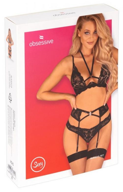 Obsessive Alessya - lace underwear set (black)