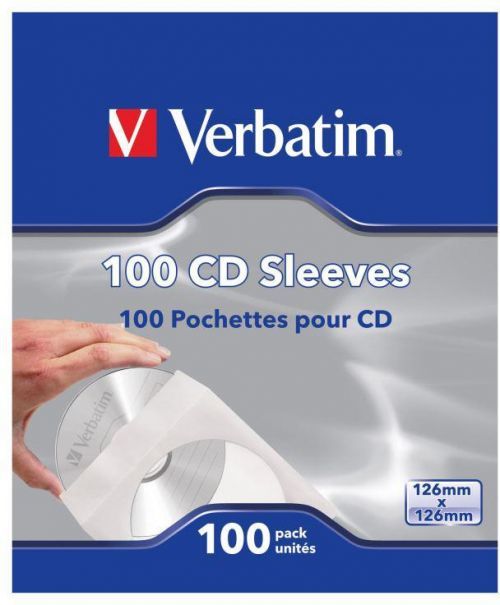 Verbatim papírová obálka na CD/DVD s okénkem, 100-pack (49976)