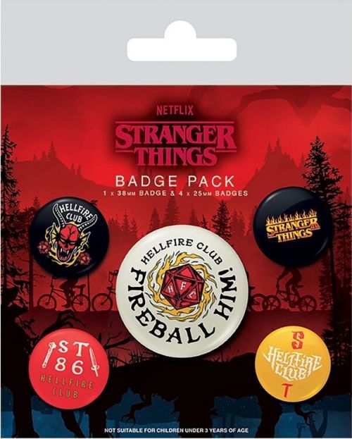 Set odznaků Stranger Things /Helfire Club/
