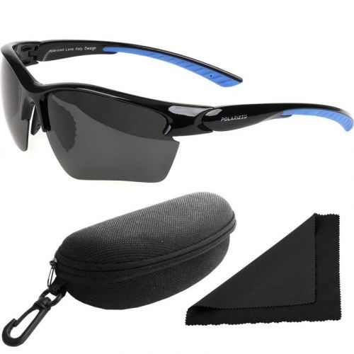 Brýle sluneční Polarized 251 - obroučky modré-černé / skla tmavá / polarizační skla / pouzdro a utěrka