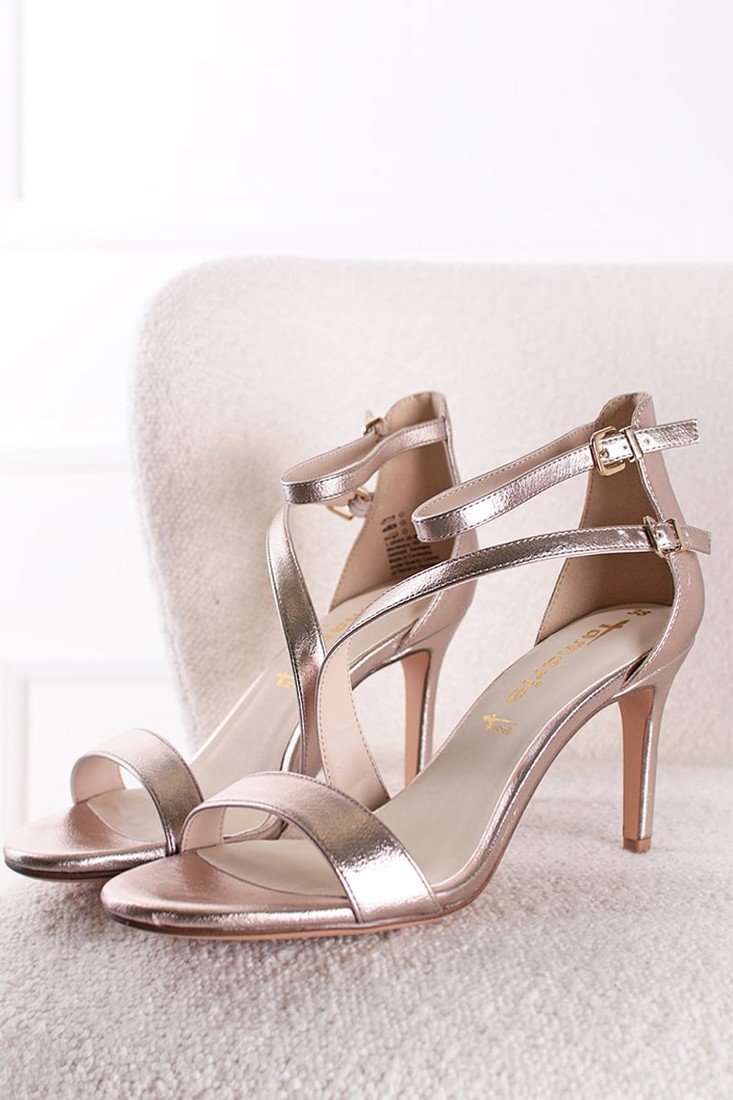 Zlaté sandály na tenkém podpatku 1-28354