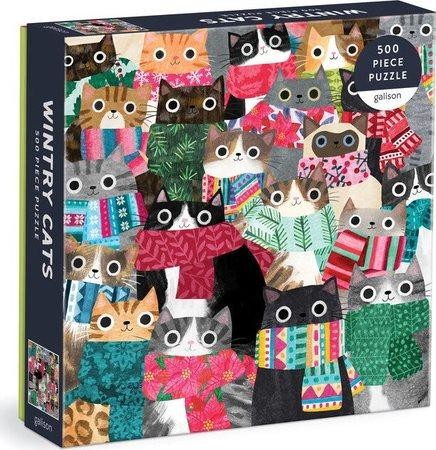 GALISON Čtvercové puzzle Zimní kočky 500 dílků