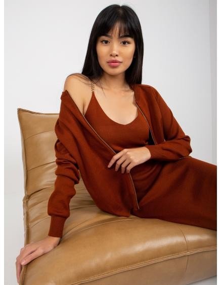 Dámský set s šaty dvoudílný ležérní DELILAH tmavě hnědý