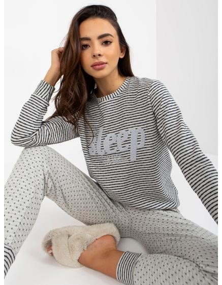 Dámské pyžamo se záplatami EVELYNE šedé