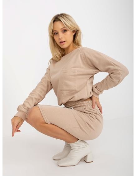 Dámský set s krátkou mikinou DELINDA béžový