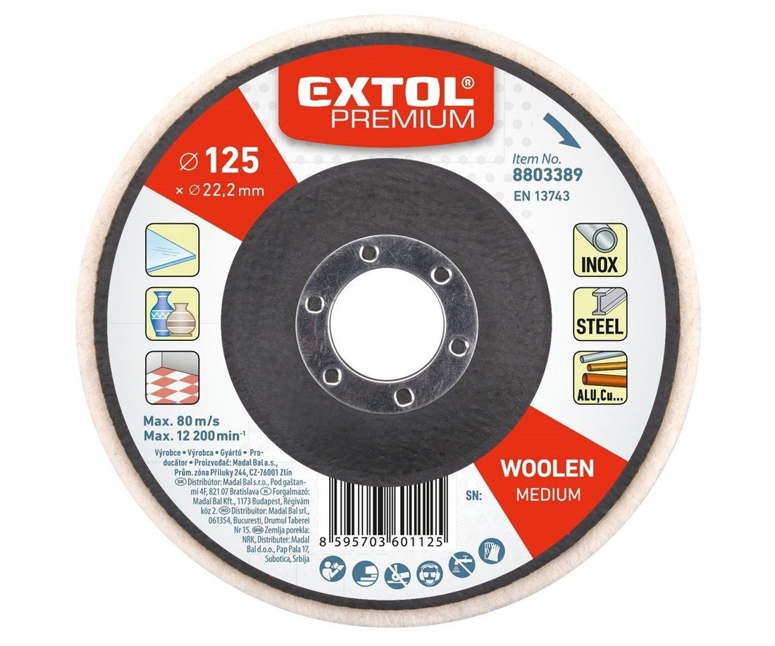 Kotouč lešticí filcový 125mm Extol Premium 8803389