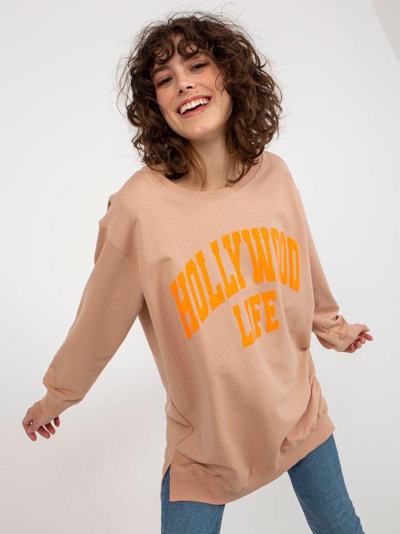 MIKINOVÉ ŠATY HOLLYWOOD LIFE - BÉŽOVÁ/ORANŽOVÁ -VI-BL-3102.01P-BEIGE Velikost: ONE SIZE