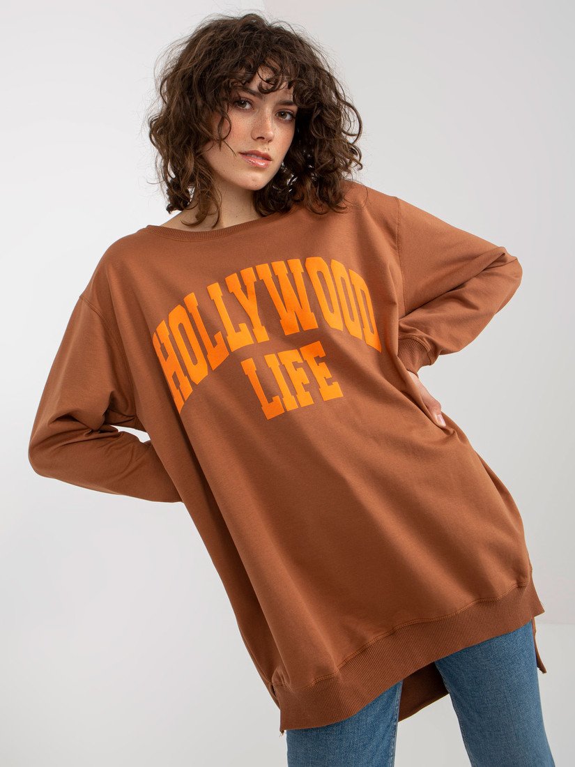 MIKINOVÉ ŠATY HOLLYWOOD LIFE - HNĚDÁ/ORANŽOVÁ -VI-BL-3102.01P-LGH BRWN Velikost: ONE SIZE