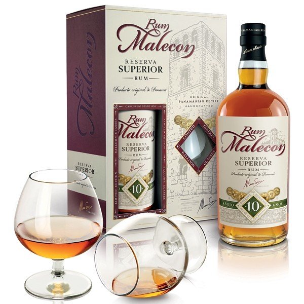 Rum Malecon 10YO 0,7l 40% (dárkové balení 2 skleničky)