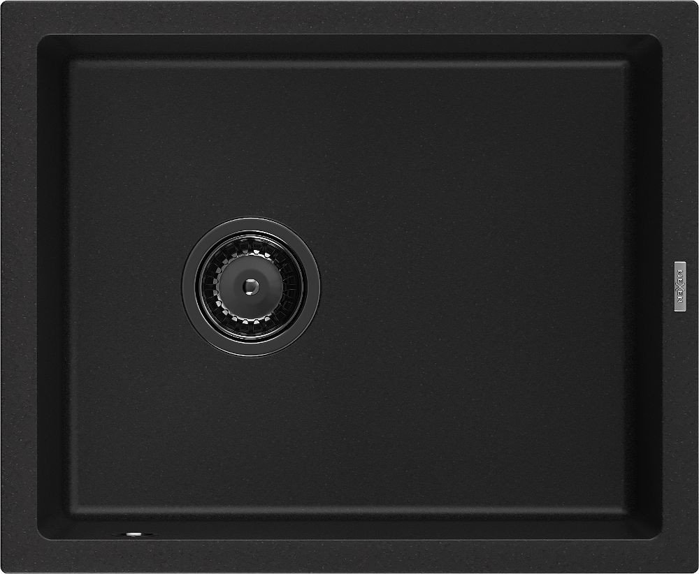 MEXEN/S Pedro granitový dřez 1-miska 560 x 460 mm, černá, sifon černá 6508561000-77-B
