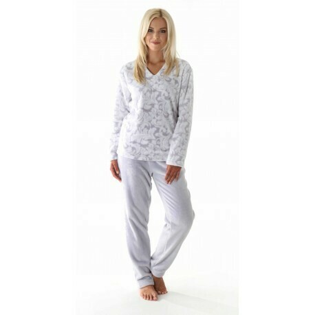 Dámské teplé pyžamo Flora 64569102 - Vestis - S - šedo-bílá