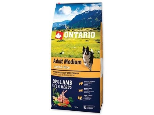 ONTARIO Adult Medium Lamb & Rice 12kg