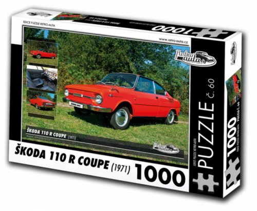 RETRO-AUTA© Puzzle č. 60 - ŠKODA 110 R COUPE (1971) 1000 dílků