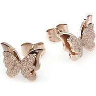 Troli Drobné motýlí náušnice Metal Butterfly KES-048-ROSEGOLD