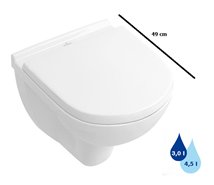 Závěsné WC Villeroy & Boch O.Novo, zadní odpad, 49cm 56881001