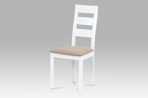 Jídelní židle masiv buk bílá, potah světlý hnědý, BC-2603 WT Autronic
