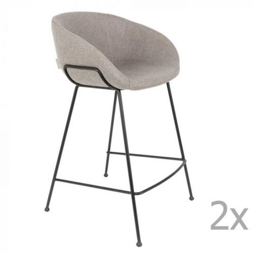Sada 2 šedých barových židlí Zuiver Feston, výška sedu 65 cm