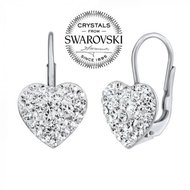 SILVEGO stříbrné náušnice srdce se Swarovski(R) krystaly