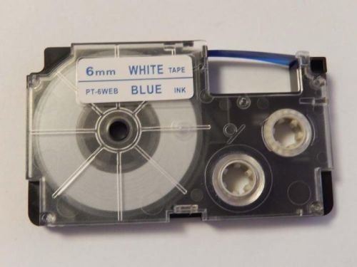 Kompatibilní páska s Casio XR-6WEB 6mm x 8m modrý tisk / bílý podklad