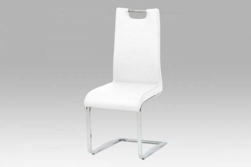 Jídelní židle bílá koženka, chrom, DCL-411 WT Autronic