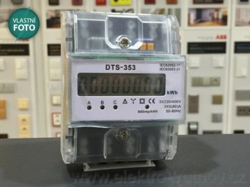 ELEMAN DTS 353-L elektroměr modulový 4,5mod LCD 3F 80A 1tarifní /883/ -Vlastní foto-