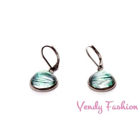 Náušnice zelené se stříbrným efektem