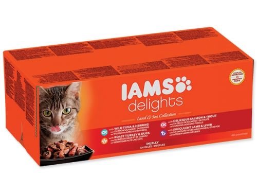 Kapsičky IAMS Cat výběr z mořských a suchozemských mas v želé multipack 4080g