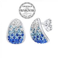 SILVEGO stříbrné náušnice se Swarovski(R) Crystals 14 mm modré