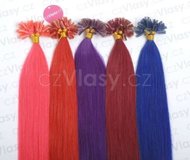 Asijské vlasy na metodu keratin - barevné prameny po 10 ks, 45 cm Odstín: 02 červená