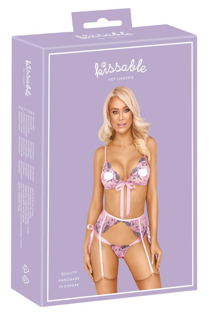 Kissable - pink embroidered underwear set (pink)