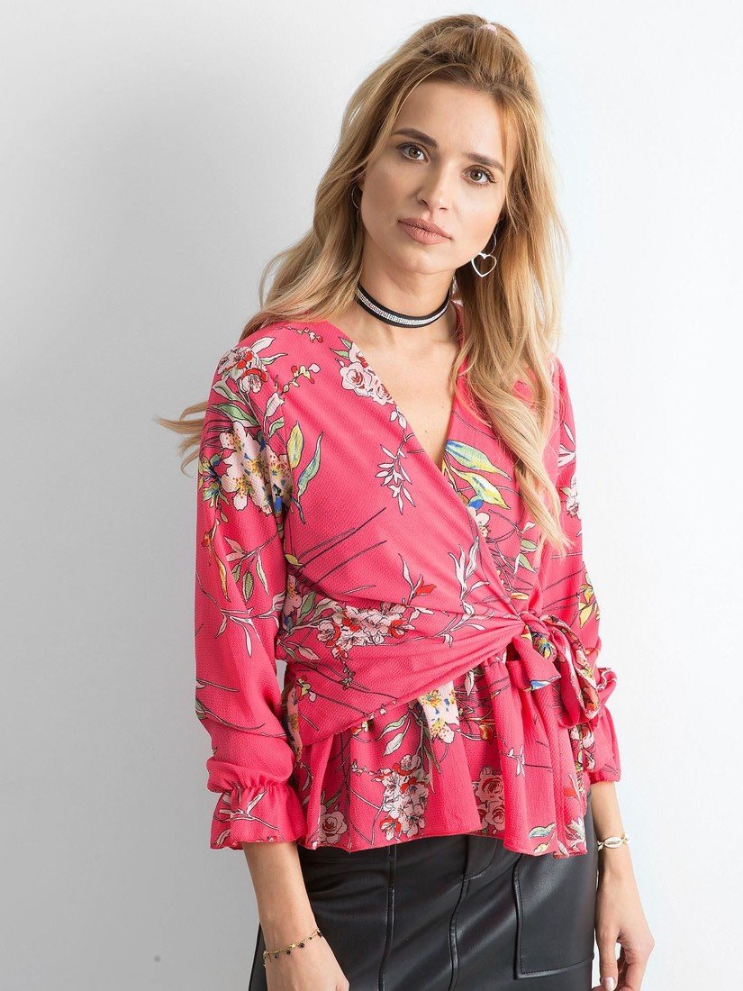 Pink floral blouse with tying
